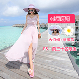 泰国雪纺显瘦海边度假海滩裙沙滩裙波西米亚中长款长裙连衣裙仙女