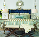 美式全实木床1.8米1.5欧式双人床婚床北欧公主床金色雕花床布艺床