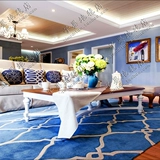 时尚简约欧式地毯客厅沙发茶几卧室床边地毯地中海蓝色地毯定制
