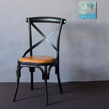 美式餐椅乡村铁椅地中海椅子简约北欧复古loft咖啡馆叉背椅背叉椅