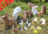 树脂工艺品仿真兔子小猪小鸡摆件雕塑创意动物家居装饰品园林景观