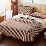 天猫京东条纹毛毯合格品三件套花边夹棉多功能床单绗缝简约床盖