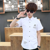 夏季薄款短袖白衬衫男士韩版修身型青少年商务夏天半袖衬衣潮男装
