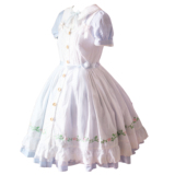 现货lolita公主爱丽丝梦游仙境蔷薇十字刺绣短袖连衣裙两件套