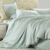 正品 简约欧式床上用品100%双面纯色天丝被单四件套 定制圆床床笠