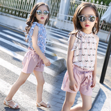 童装女童套装2016夏季新款韩版中小童雪纺吊带背心上衣短裤两件套