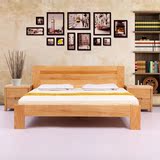 纯全实木床 榉木床单双人床婚床1.8米 1.5米 北欧现代床卧室家具