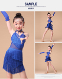 春秋夏季新款拉丁舞儿童表演服装女孩流苏连衣裙少儿舞蹈练功比赛