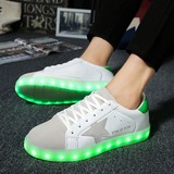七彩发光女荧光LED带灯鞋USB充电男士鞋底会亮的情侣鬼步舞板鞋子
