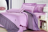 全棉精梳棉绣花床品 紫色床单款四件套 纯棉