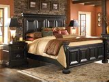 实木床欧式黑色双人实木床卧室整套家具婚床组装美式定制储物床