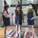 韩国童装2016春季新款亲子韩版中大童女童虚边双面穿春秋牛仔马夹