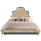 欧式实木床1.5米双人床新古典实木拉扣1.8米婚床美式布艺软包床
