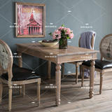 美式乡村餐桌欧式餐台法式餐桌复古做旧长形6人餐桌实木4人餐桌
