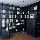 成都市厂家直销板式组装简约现代E1环保黑色饰面系列书柜木纹实木