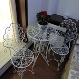 欧式铁艺休闲户外梅花桌椅艺术桌凳子组合室外阳台桌椅三件套简约
