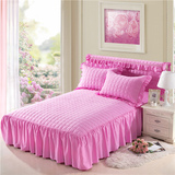 纯色加厚床群单件纯棉夹棉床罩全棉床罩单件素色床裙床垫保护套