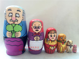 全国包邮6层俄罗斯动物拔萝卜套娃木制玩具工艺品特色情侣礼物