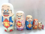 【包邮】六层全家福俄罗斯套娃娃木制玩具工艺礼品特色情人节礼物