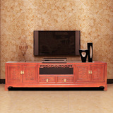 2米1.8米仿古中式现代实木家具电视柜老榆木新款雕花沙发柜视听柜