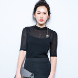 2016夏季新款韩版黑色打底衫女百搭显瘦半袖t恤修身短款上衣潮