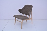 北欧日式简约橡木实木单人扶手椅酒店咖啡厅PU沙发椅子宜家休闲椅