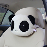 可爱卡通汽车头枕熊猫公仔护颈 车用腰靠毛绒靠垫抱枕靠背套装
