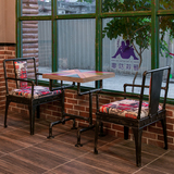 咖啡厅桌椅实木做旧餐桌椅铁艺休闲酒店桌椅奶茶甜品店餐饮桌椅子
