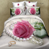 立体家纺纯棉3d四件套1.8米春秋双人大版玫瑰花被套婚庆床上用品