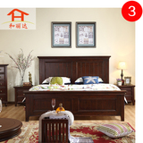 和丽达美式床全实木床双人床1.8米1.5米休闲美式乡村欧式床红椿木