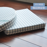 新款上市慢回弹记忆棉椅垫坐垫地板垫 圆形方形 韩系蓝白格子座垫