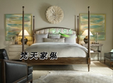美式实木复古做旧床法式四柱床1.8双人床橡木卧室家具欧式架子床
