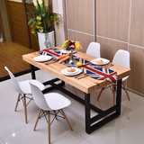 101 餐桌 金属组装美式乡村多功能6人做旧原木长方形松木木办公桌