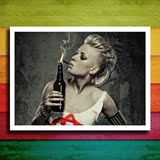 性感美女海报 酒吧ktv夜店酒店装饰挂画有框画壁画 酷酷女郎