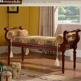 美式实木高档床尾凳 情人椅 沙发凳布艺 双人凳 换鞋凳