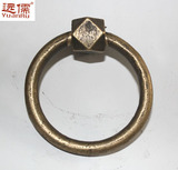 远儒铜雕中式仿古纯铜大门拉手圆环把手YRH122直径8CM古典门拉环