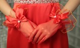 特价2016爆款新品店短13缎结婚纱礼服配件新娘手套红色月下相恋