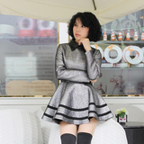 2014春新款女装韩版长袖OL气质修身显瘦连衣裙超短迷你公主蓬蓬裙