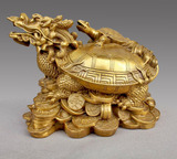 纯铜龙龟家居风水摆件 黄铜金钱元宝龙龟送子龙龟装饰品礼品