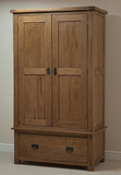欧式实木家具白橡木衣柜对开门整体卧室挂衣柜带抽两门大衣橱小型