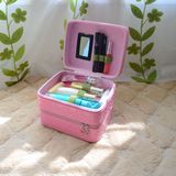 双层手提化妆箱 旅行糖果色化妆品收纳包 首饰盒 韩国漆皮化妆包