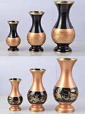 纯铜花瓶 双色花瓶桌面摆件 圆边双龙铜花瓶净水花瓶鲜花花瓶花插