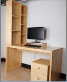 松木书桌 电脑桌台式桌家用 实木电脑桌书桌书柜组合可定做