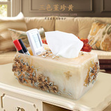 卫生间纸巾盒 欧式树脂田园抽纸盒时尚创意纸抽盒家用客厅纸巾筒
