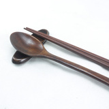外贸日式和风ZAKKA两用木质筷架实木勺托原木 筷托树叶鱼型筷子架