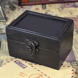 古朴复古精美小木盒子欧式手工方盒仿古收纳木盒拍摄道具可带锁