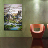 客厅沙发背景墙画现代无框装饰画玄关竖版单幅挂画壁画风景山水画
