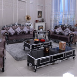 欧式沙发组合布艺高档123 黑色实木雕花U型客厅家具新古典田园