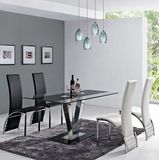 简约现代钢化玻璃餐桌家用个性创意不锈钢餐台小户型餐桌椅组合