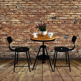 美式做旧铁艺实木咖啡桌椅子可升降桌茶几小圆桌复古酒吧桌椅组合